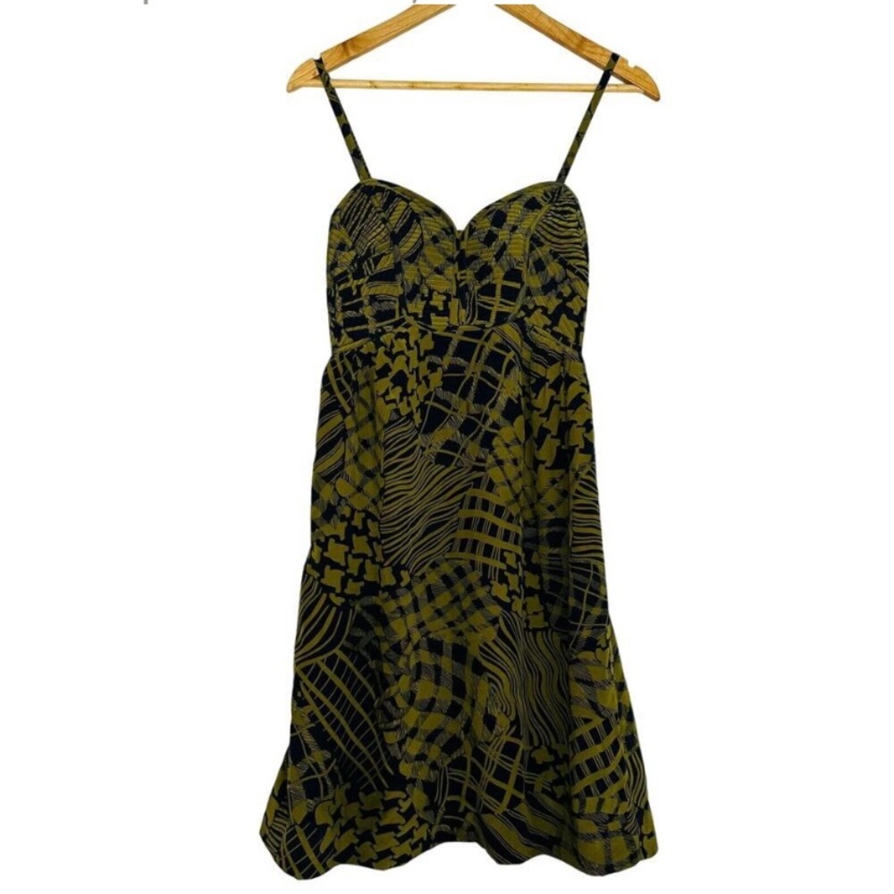 Maple Size Green Silk Print Dress Size 6